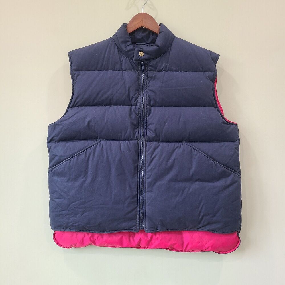Gant Mens Down Puffer Vest Large Navy Blue Full Zip Lightweight Outdoor